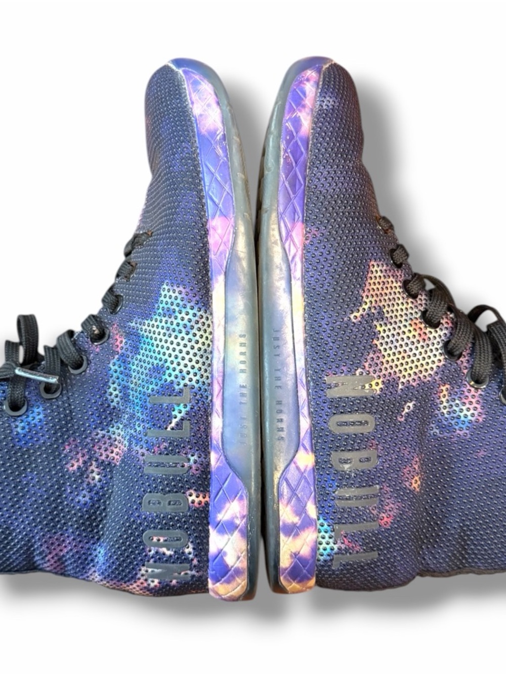 NoBull Superfabric Floral High Top Trainers Black Purple Lace Up Mens Size 6.5